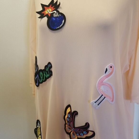 H and M Mesh Oversized T, Pale Peach,  sz.M,NWOT - Picture 3 of 7